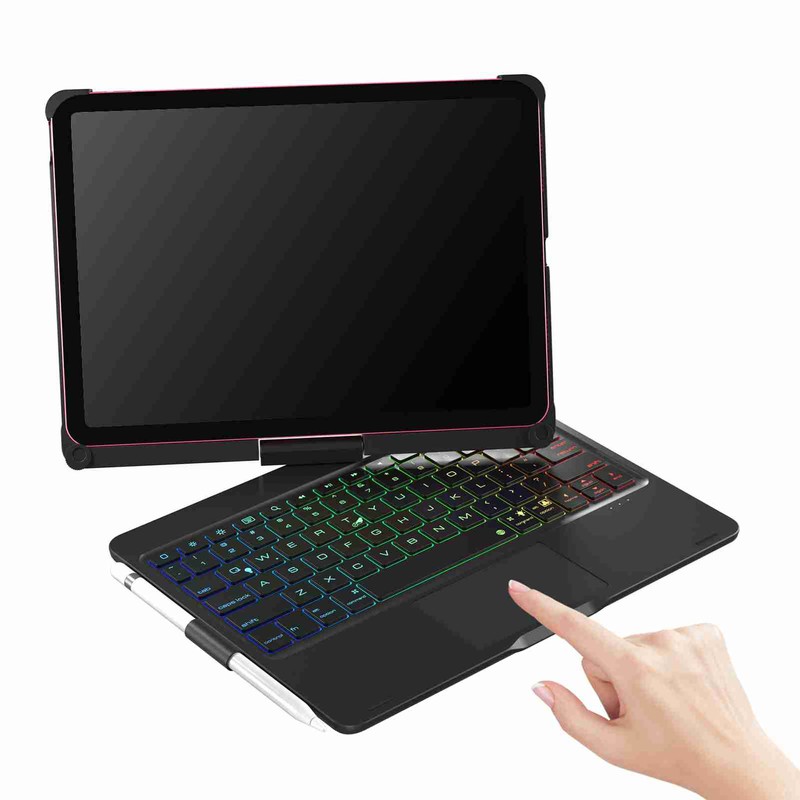 Tablet Bluetooth Keyboard 360 Degree Rotating Colorful Backlight Sensitive Touchpad