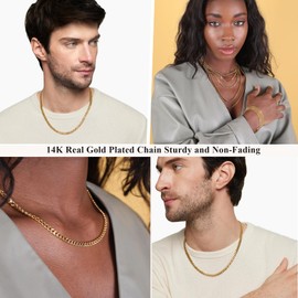 Weddinen Gold Chain for Men Boys 3mm Mens Boys Gold Chain Stainless Steel Cuban Link Chains for Men Kids Chain Necklace Teenage Teen Boy Jewelry Gifts for Him 16inch