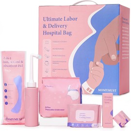 UHdod Postpartum Essentials Kit for Labor Delivery, Postpartum Kit Postpartum Care Recovery Kit, Disposable Underwear & Ice Packs Cooling Foam, Upside Down Peri Bottle, Nursing Pads & Breast Ice Packs