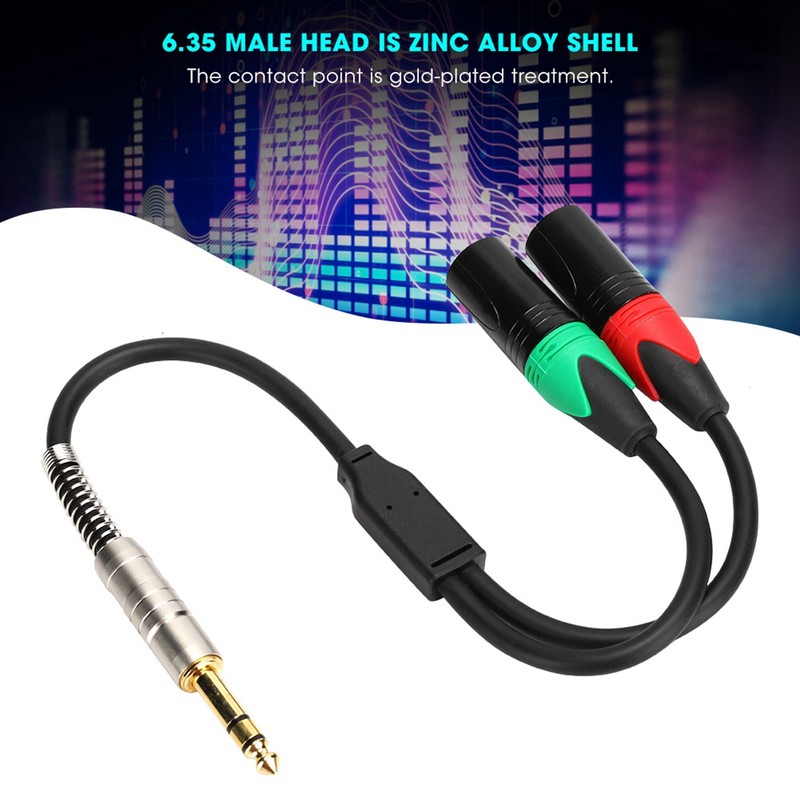 0.3M 24AWG Pure Copper Double Shield 6.35 Male to Double