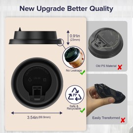 LITOPAK 100 Pack Paper Coffee Cups 16 oz, Disposable Coffee Cups with Lids and Kraft Sleeves, White Coffee Cups for Hot Drinks