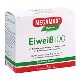 Megamax Eiweiss Banane 7er Probierpaket (7x30g) | Molkenprotein + Milcheiweiß Für Muskelaufbau ,Diaet | 2k-Eiweiss ideal zum Backen | hochdosiert Low Carb Eiweiß | aspartamfrei Protein