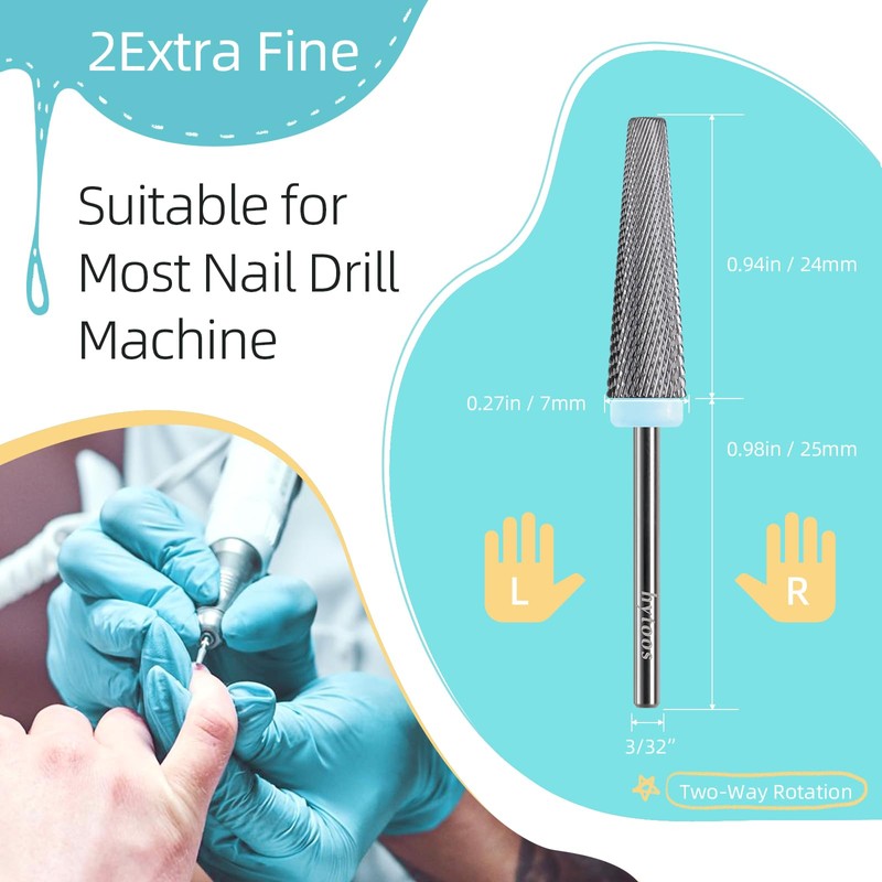 HYTOOS 24mm Super Long 5 in 1 Nail Drill Bits,