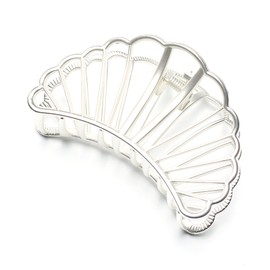 QinGoo Large Alloy Seashell Hair Clip, Matt Silver, Hair Clip, Metal, Women's, Simple, Firm, Hair Accessory, Korean, 1 Piece (8 x 4 cm, Matt Silver)