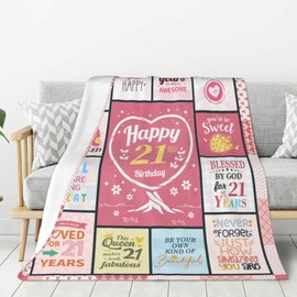LekinGift 21st Birthday Gifts for Her, 21st Birthday Gifts for Women, 21 Year Old Bday Gift for Her, Bday Gift for 21 Year Old Female Ladies, Best Decorations Present for Women Throw Blanket 50"X60"