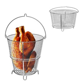 GLOWYE Turkey Fryer Basket for Charbroil The Big Easy Accessories, Foldable Basket Poultry Deep Fryer Parts for Charbroil Big Easy Oil-Less TRU-Infrared, Stainless Steel