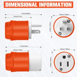 Sherr 16 Pcs Extension Cord Ends Male and Female, 15A 125V 2 Pole 3 Wire, 5-15P 5-15R Heavy Duty Replacement Plug and Connector Set, Straight Blade Plug Grounding Type/ETL Listed (Red)