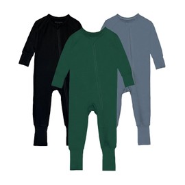 Rayon Made From Bamboo Pajamas for Babies, Long Sleeve with Double Zippers Sleeper 3-Pack 3-6 Months