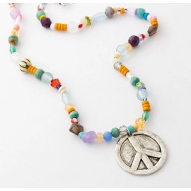 Plunder Design Fashion Trendy Jewelry Simone Multi Colored Beads Silver Necklace