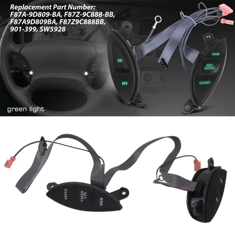 Steering Wheel Cruise Control Switch F87Z-9C888-BB SW5928 for 1999-2004 Ford