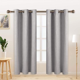 LORDTEX Linen Look Textured Blackout Curtains with Thermal Insulated Liner - Heavy Thick Grommet Window Drapes for Bedroom, 40 x 72 Inches, Silver, Set of 2 Panels