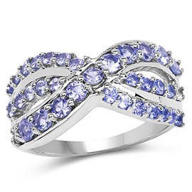 Bonyak Jewelry Genuine Round Tanzanite Ring in Sterling Silver - Size 6.00