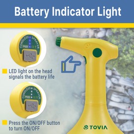 T TOVIA: 1-Liter USB-C Battery Powered Electric Spray Bottle, Rechargeable, Portable Garden and Plant Sprayer, Mister, for Outdoor and Indoor Plants and Small Gardens, Handheld Powered Sprayer