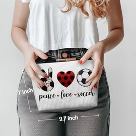 Henhesaha Funny Loves Soccer, Soccer Gifts, Soccer Lovers Gifts Makeup Bag Funny Cosmetic Bag Travel Toiletry Bag for Women Sport Soccer Coach Teacher Friend Daughter Birthday Friendship Christmas