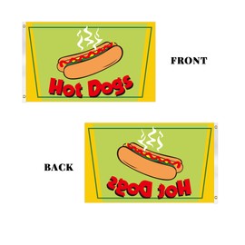 3 x 5 Ft Hot Dogs Flag Business Concession Stand Sign Banner Food Tent Snack Bar Sign Concession Advertising Cafe Parlor
