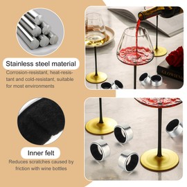 4 Pack Wine Bottle Collars, Stainless Steel Drip Rings with Felt Liners, Elegant Wine Drop Catcher Stopper Reusable Wines Accessories, Durable Handy Gadgets for Kitchen, Bar, Home