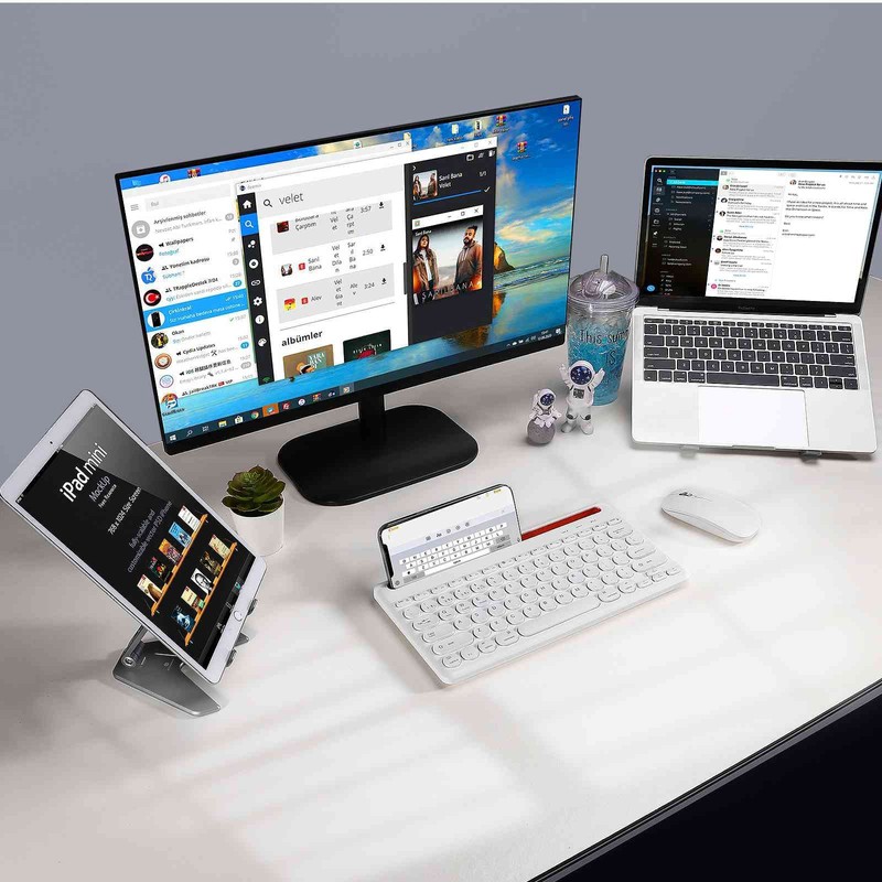 UrbanX Compact Rechargeable Wireless Multi-Device Bluetooth Keyboard and Mouse Combo