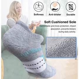 suaskk Womens Athletic Cushioned Anti-Blister Comfort Running Ankle Socks 5 Pairs
