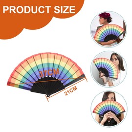 ZUWIJEQ 1 x Rainbow Fan, Folding Hand Fan, Rainbow Folding Fan, Colourful Hand Fan, Gay Pride Rainbow Folding Fan, for Rainbow Parade Music Festival Dance Performance Supplies Festival Gift