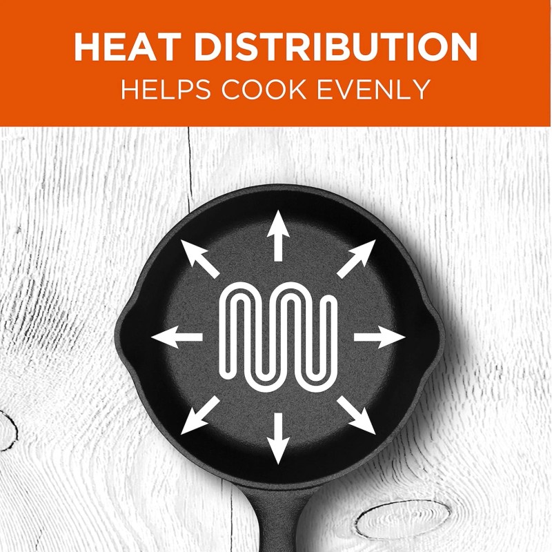 Commercial Chef 6.5 Inch Cast Iron Skillet, Black