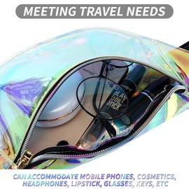 Holographic Belt Bag, Waterproof Shiny Waist Bag, Holographic Fanny Pack for Women, Lightweight, Adjustable Belt Bag, Men, Dogs, Walking, Hiking, Laser