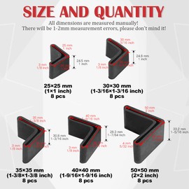 Hilitchi 40 Pcs L Shape Furniture Angle Rubber Pad Foot Leg Cover Protector Furniture Bed Steel Frame Racks Shelves Rubber Feet