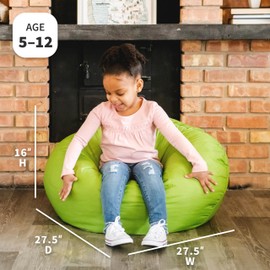 Big Joe Classic Bean Bag Chair for Kids Bedroom and Reading Nook, Easy-Clean Spicy Lime, Durable Nylon Polyester Blend, 2 feet Refillable