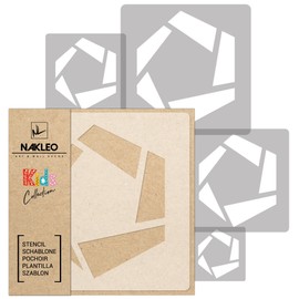 NAKLEO Pack of 5 Reusable Plastic Stencils - Hexagon Geometric Lens - 34 x 34 cm to 9 x 9 cm - Pattern Children's Room Painting Template Room Decoration - Crafts DIY Wall Furniture