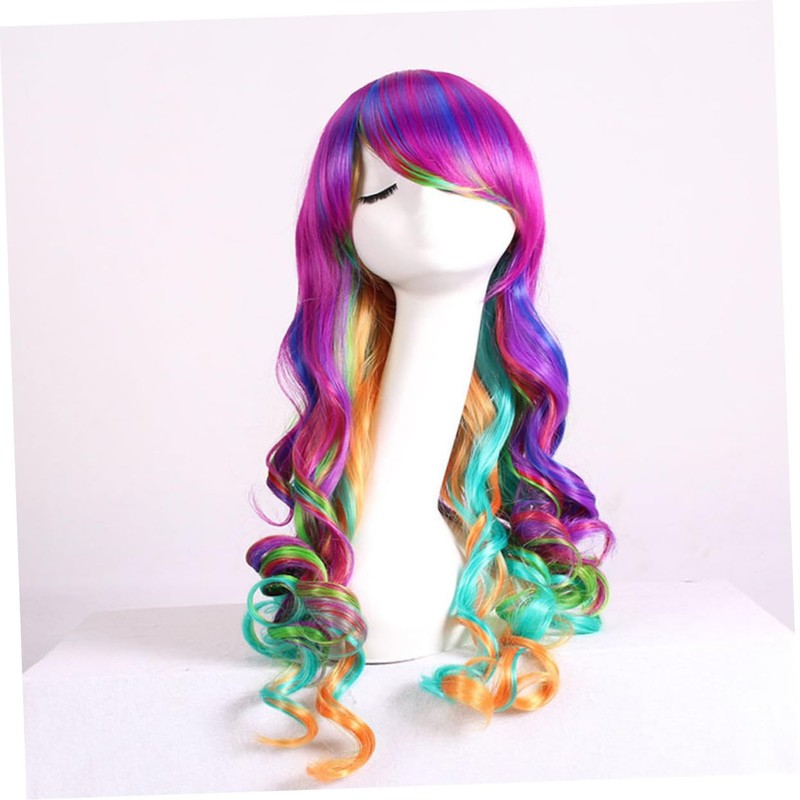 FRCOLOR Peluca Rizada Larga Anime Cosplay Peluca Peluca De Pelo