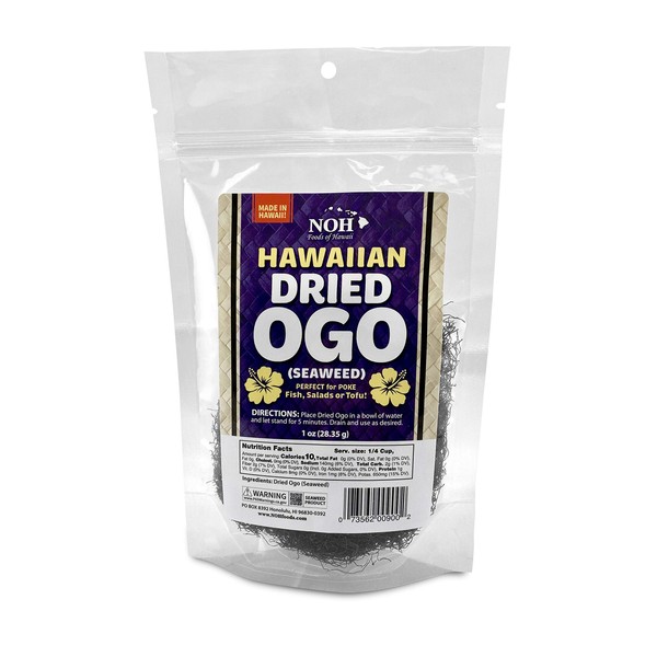 NOH Foods of Hawaii Dried Hawaiian Ogo Seawood For Poke, 1 Ounce