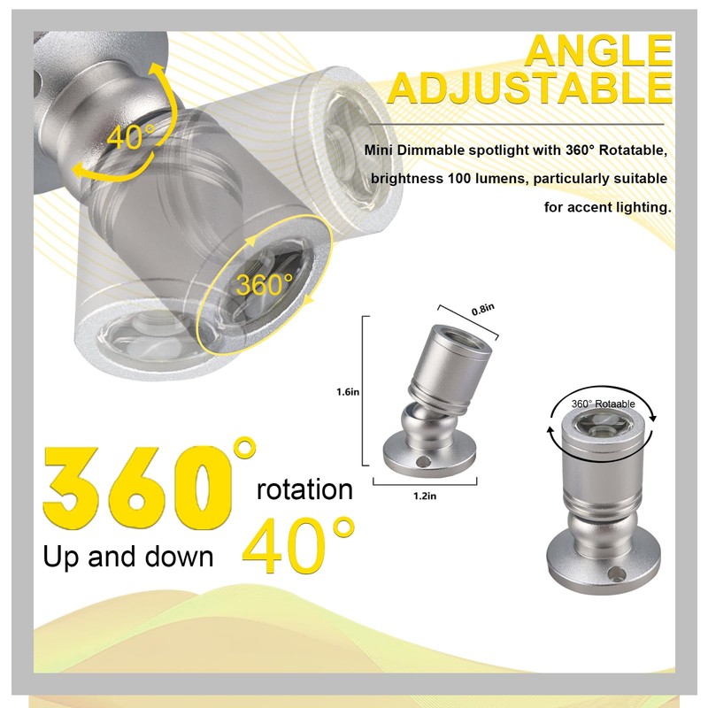 Yaeccc Dimmable LED Mini Spotlight Jewelry Showcase Display Lights Shell