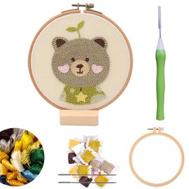 SYXLS Embroidery Starter Kit, DIY Adult Beginner Embroidery Kits, Punch Needle Embroidery Starter Kits with Instructions, Threader Tool for Punch Needle, Embroidery Carpet, Punching and Kink Needle