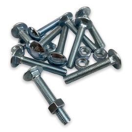 M8 Cup Square Carriage Bolt & Nut - Bright Zinc Plated Steel (M8 x 50 - Pack of 10)