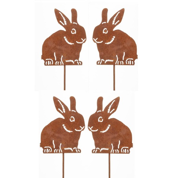 Dragimex Decorative Decorative Garden Stake Flower Pick Rabbit Grumpy Metal