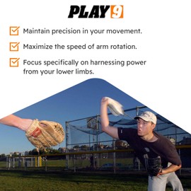 SHOP PLAY 9 Pitching Towel Baseball Pitching Trainer - Baseball and Softball Throwing Pitching Trainer - Throwing Technique Device - Unique Pitchers' Trainer Designed for All Ages & Skill Levels