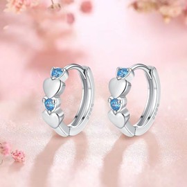 RoseJeopal Silver Hoop Earrings for Women, 925 Sterling Silver Hoops Earrings, Cubic Zirconia Heart Hoop Earrings, 12mm Small Sleeper Earrings Hoops