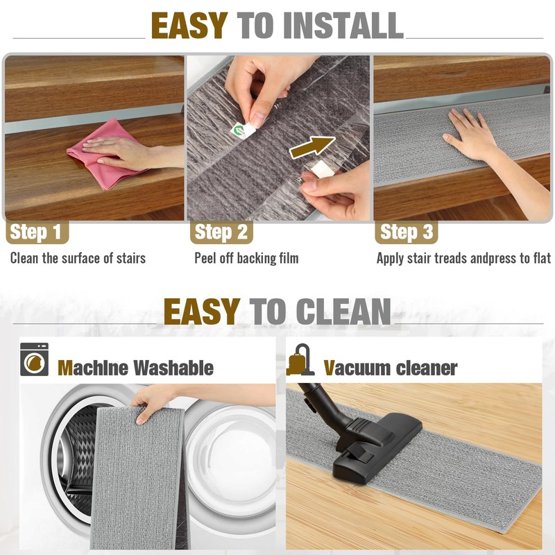 SMILOOL Stair Treads Non Slip for Wooden Steps Indoor 9"