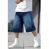 TANDAGI Men Baggy Denim Shorts Y2k Dark Blue Loose Fit