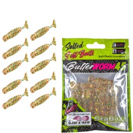 SEABUZZ Gummifische Angelköder Set Butter Worm 10Stk x 45mm – Hecht Forelle Zander Gummiköder - Barsch Wels Kunstköder - Raubfisch Angelnset - Süß- und Salzwasser Angelausrüstung (Clear Pepper Mix)