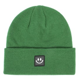 Orfila Beanies for Men Women Smiley Face Warm Winter Hat Toque Unisex Gifts for Men Women Boyfriend Him Army Green