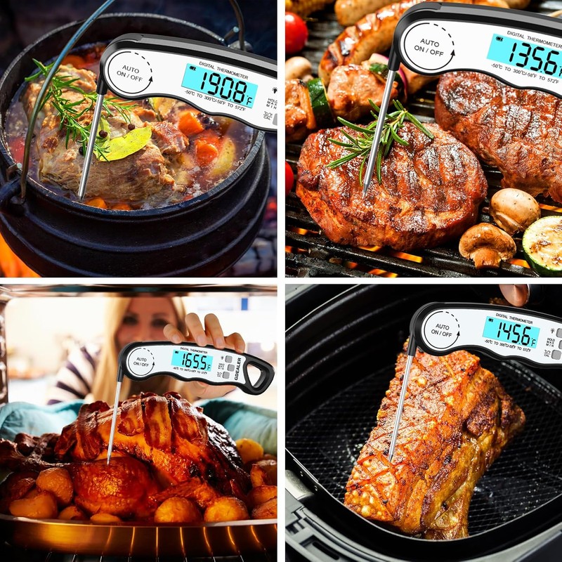 GDEALER Meat Thermometer Digital Instant Read Food Thermometer Waterproof Ultra-Fast