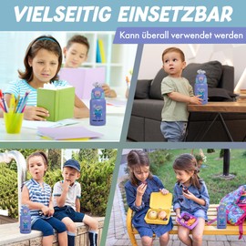 Children's Leak-Proof Drinking Bottle, 450 ml Stainless Steel Drinking Bottle for School and Nursery, Girls, Boys, BPA-Free Water Bottle for Cold and Hot (Lilac)