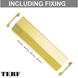 TERF® 280mm X 80mm Traditional Type Victorian Internal Letter Flap Polished Brass 280mm X 80mm Interior Inner Flap Letter Box Post Cover Plate including Fixing Screw