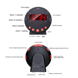 Ejoyous Super Loud Alarm Clock for Heavy Sleepers, Digital Alarm Clock 113 Decibels ABS Vibration Alarm Clock Super Shaker Extra Loud Alarm Clock for Bedroom Desk Bedside Table