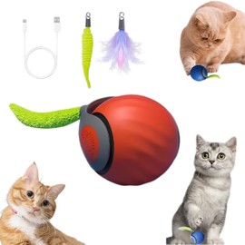 AMATFFUG Speedy Tail 2.0 Cat Toy,Interactive Cat Ball,CatToys for Indoor Cats,Chewie Viral CatBall,Adjustable Sports Rolling Toy,Electric RollingBall Christmas Birthday Gift for Pets.(Orange)