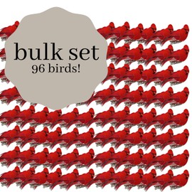 BANBERRY DESIGNS Cardinal Clip On Christmas Tree Ornaments-Bird Decorations - Clip-On Red Velvet & Feathers - Set of 96 - Approx 2 Inch - Wreaths Centerpieces Crafts DIY…