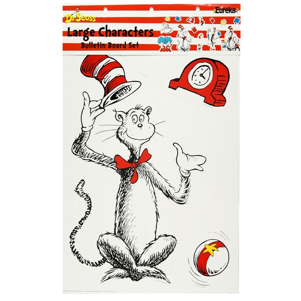 Eureka Dr. Seuss The Cat in the Hat Large Bulletin Board Set and Classroom Decorations for Teachers, 15 pcs