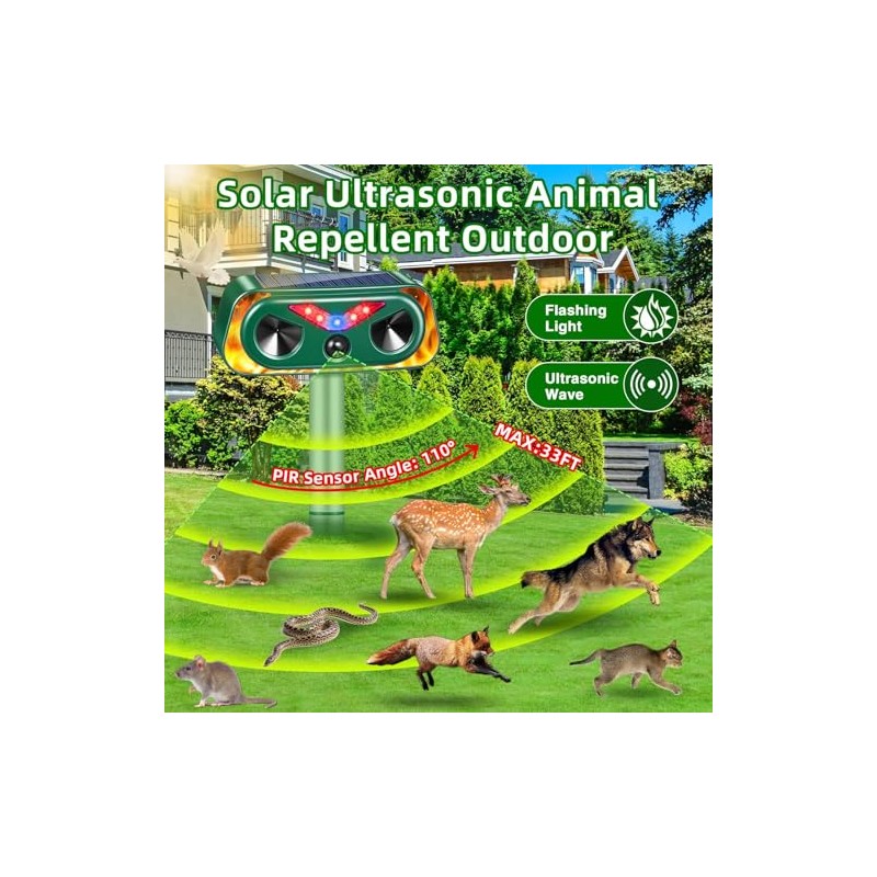 2026 New Sonic Fortress Pro Deer Repellent Devices,2Pcs Solar Ultrasonic