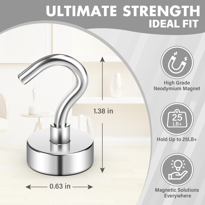 Niuknow 20Pack Heavy Duty Magnetic Hooks, 25 lbs Strong Neodymium