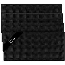 Tioncy 4 Pcs Bar Mat for Countertop 24 x 12 Inch Non Slip Rubber Mat Service Spill Cocktail Bartending Coffee Bar Mats for Hot Dishes Restaurants Barbershop Clippers Hot Pads, Black